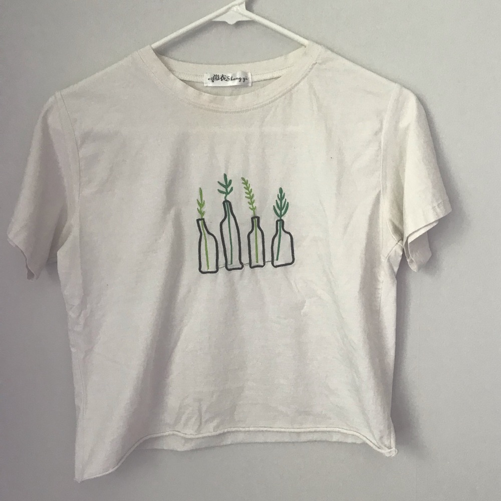 White Plant Crop Top